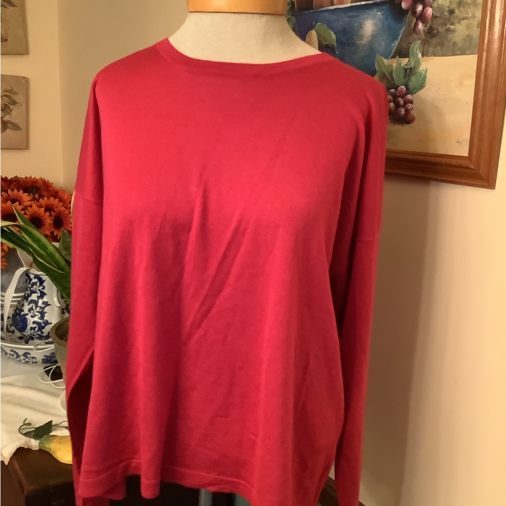 Eskandar Cashmere Silk Blend Red Pullover Sweater No Size Tags